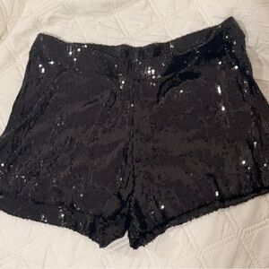 Black Sequin Women's Shorts